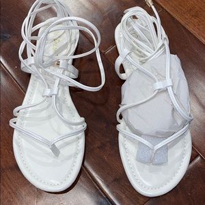 White lace up sandals